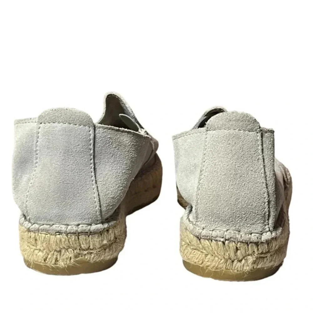 Fabiola‎ Espadrille Slip ons Leather Flats Size 39 US 8 Light Gray Made in Spain